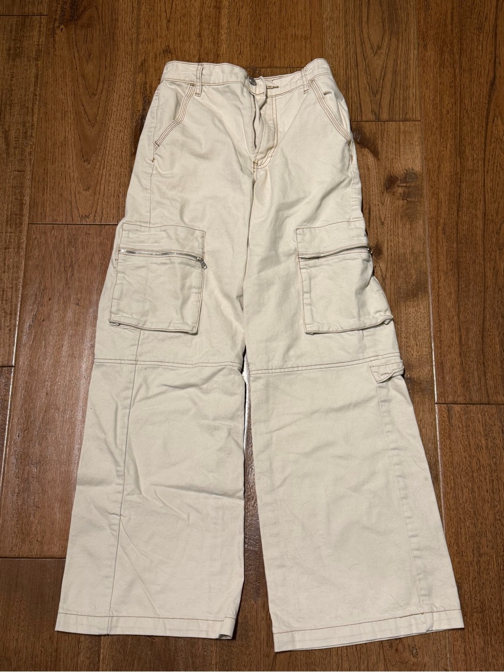 PacSun Cream Wide Leg Cargo Jeans